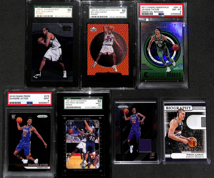 Lot of (7) Basketball Mostly Rookies w. Vince Carter, McGrady,  Tatum, Ayton
