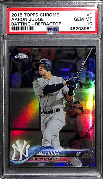 Lot of (4)  Graded Baseball and Hockey Cards w. Aaron Judge, Dominguez, Jagr, and Stevens 