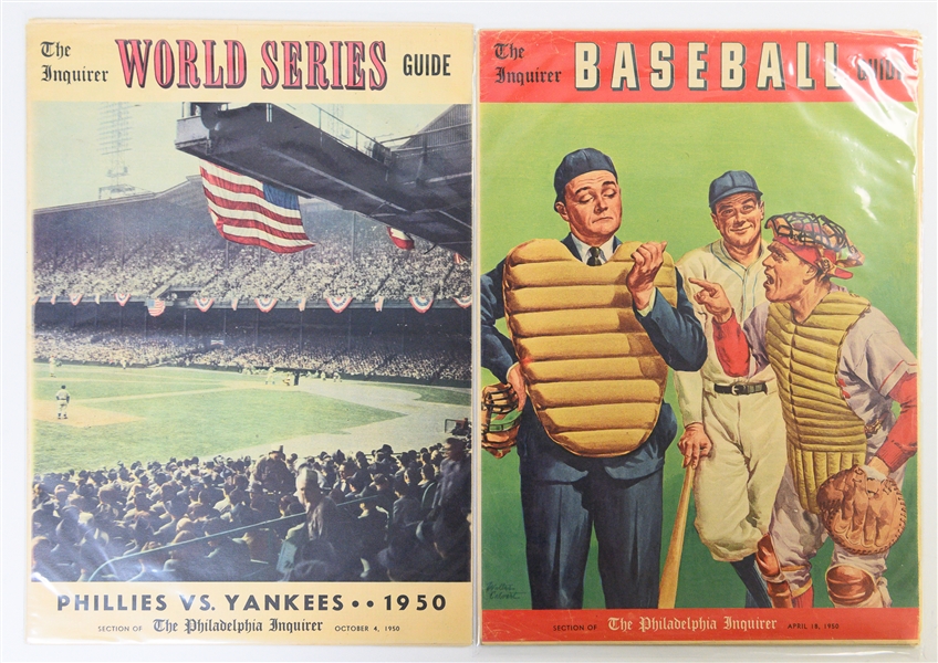 Lot of (11) 1940s, 50s, and 60s Newspaper Sections, Magazines w. 1959 Yankees Schedule, and Yogi Berra Autograph