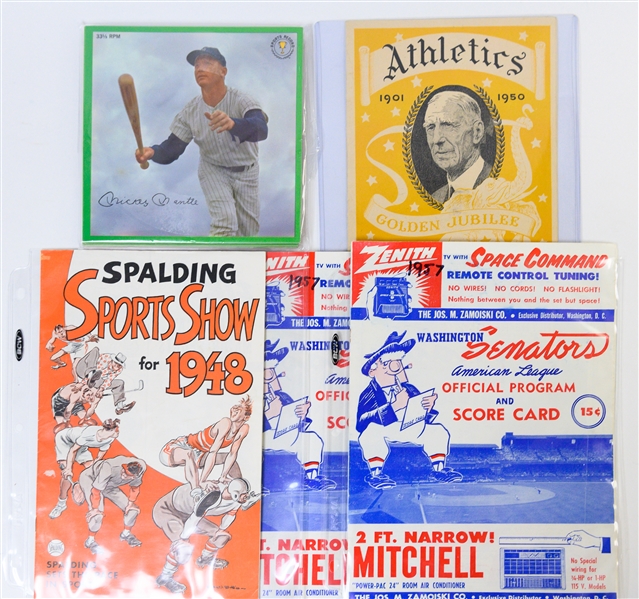 1964 Auravision Records Complete Set of 16 Records w. Mantle & Vintage Programs/Score Cards/Magazines