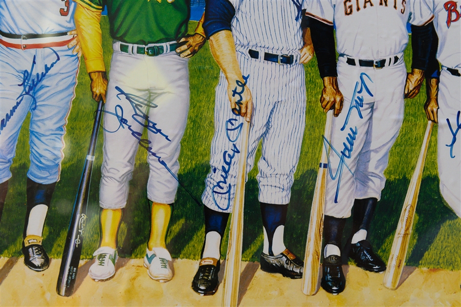 Framed 500 Home Run Club Signed Poster w. 11 Autographs (Inc. Mantle, Williams, Mays, Aaron, +) JSA Auction Letter of Authenticity (Frame is 40x21)
