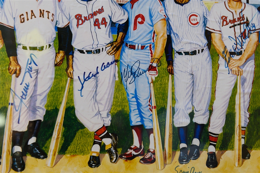 Framed 500 Home Run Club Signed Poster w. 11 Autographs (Inc. Mantle, Williams, Mays, Aaron, +) JSA Auction Letter of Authenticity (Frame is 40x21)