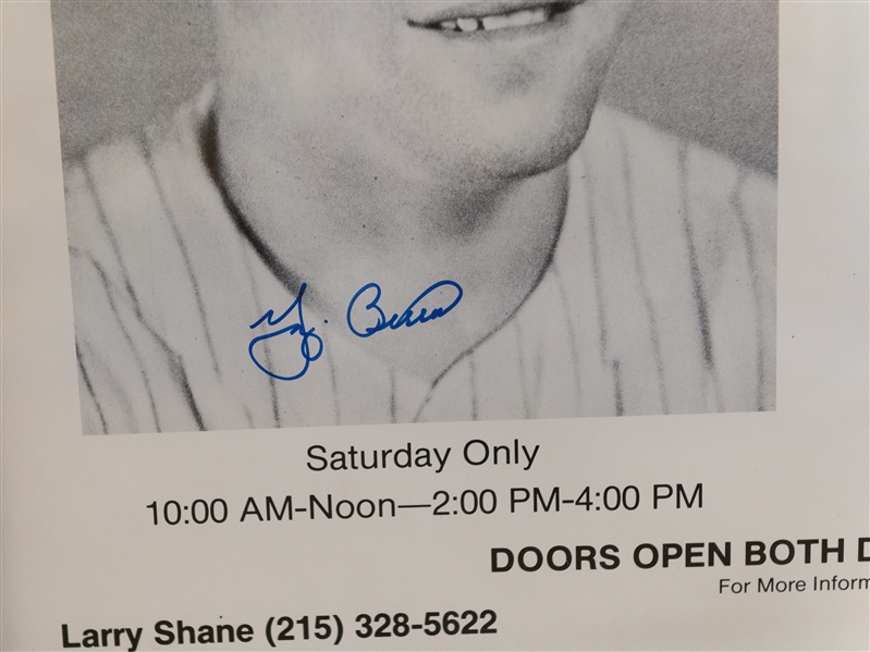 36x29 Jim Brown Signed & Framed Print & Yogi Berra/ Frank Robinson Dual Signed Show Poster (16x20) - Comes w. JSA Auction Letter of Authenticity