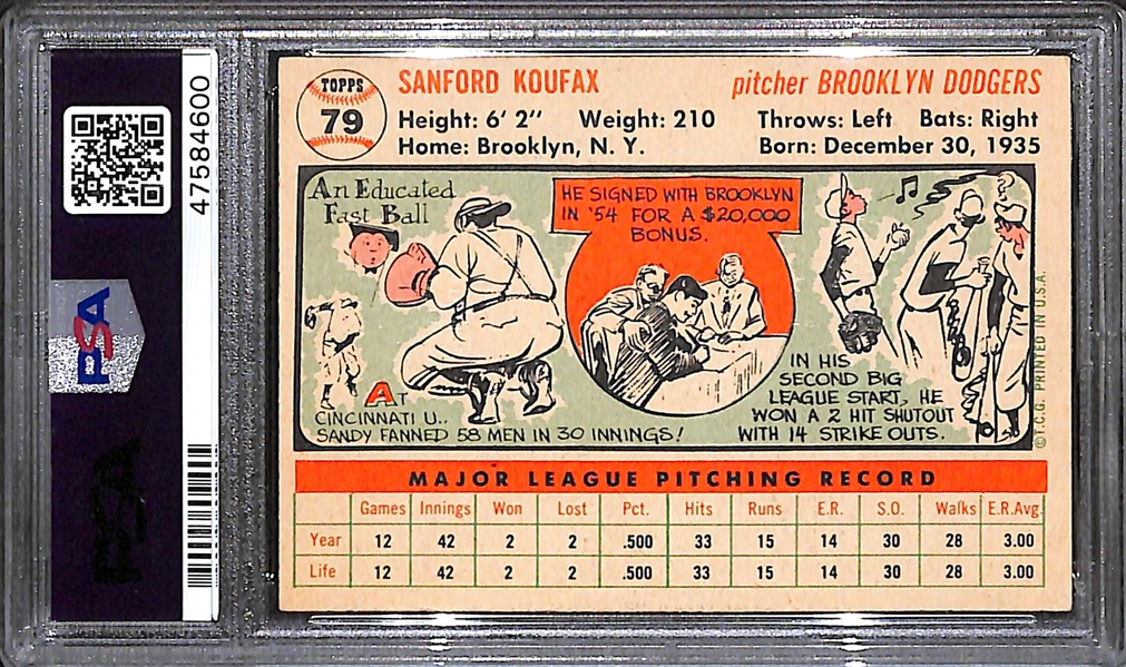 1956 Topps Sandy Koufax #79 (White Back) Graded PSA 5 EX