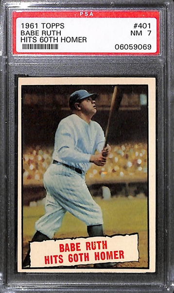 Pack Fresh 1961 Topps Babe Ruth #401 Graded PSA 7 NM