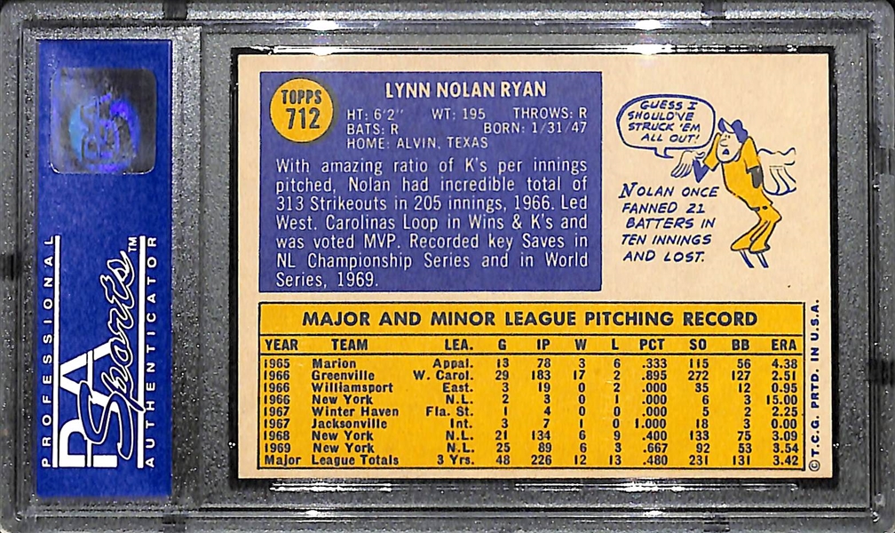 1970 Topps Nolan Ryan # 712 Graded PSA 7