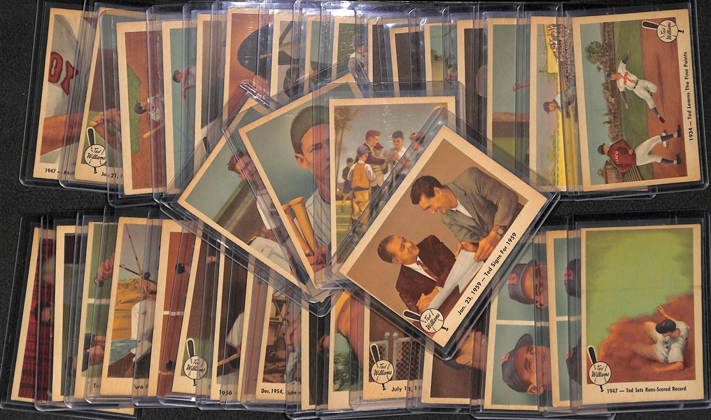  Lot of (36) 1959 Fleer Ted Williams Cards w. #68 Ted Signs Card