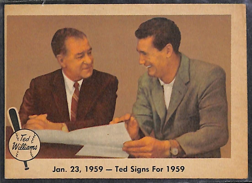  Lot of (36) 1959 Fleer Ted Williams Cards w. #68 Ted Signs Card