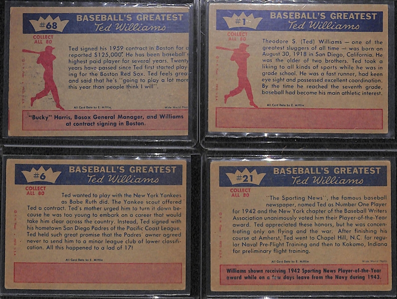  Lot of (36) 1959 Fleer Ted Williams Cards w. #68 Ted Signs Card