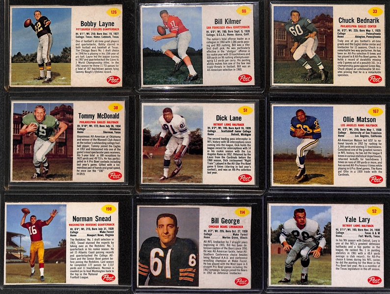  Lot of (39) 1962 Post Cereal Football Cards w. Bobby Layne & Bill Kilmer
