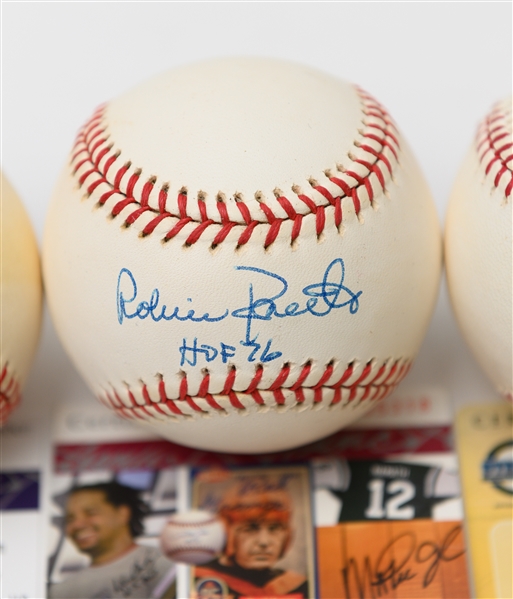 Lot of (4) Autographed HOFer Baseballs w/ Steve Carlton, Jim Palmer, Rollie Fingers and Robin Roberts (JSA and Steiner Authenticated)