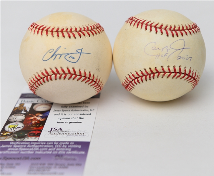 Lot of (2) Autographed Baseballs w/ Cal Ripken Jr. and Chipper Jones (JSA and PSA/DNA Authenticated)