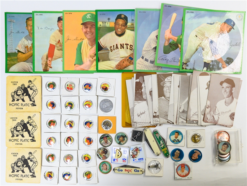 Lot of Vintage Mostly Baseball Pins, Exhibit Cards, Sheet Music, Pocket Knives, and Western Pins w. Daniel Boone