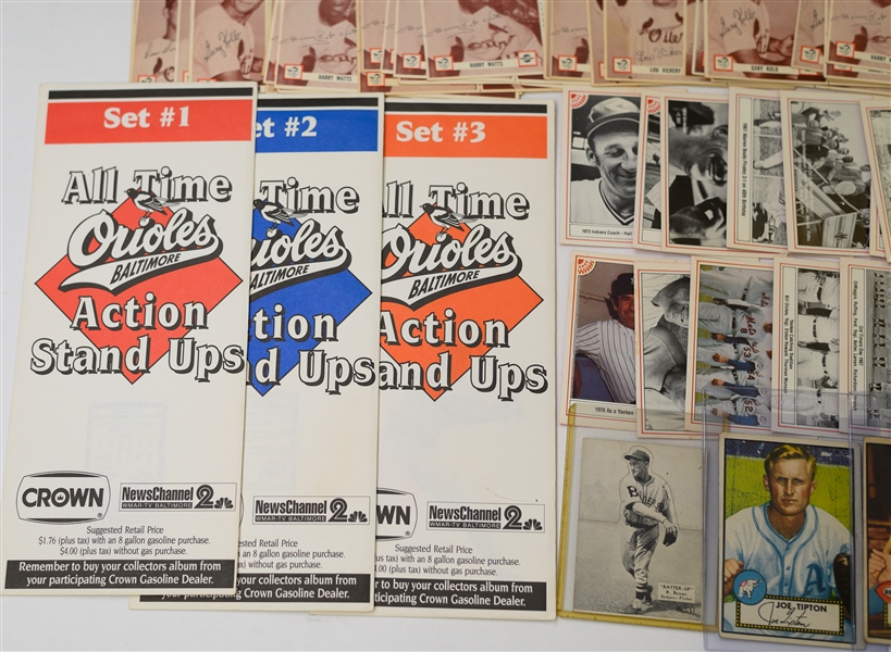 Vintage Baseball Card Lot with Warren Spahn & Yogi Berra Autographs, Pepsi Cards, (4) 1952 Topps
