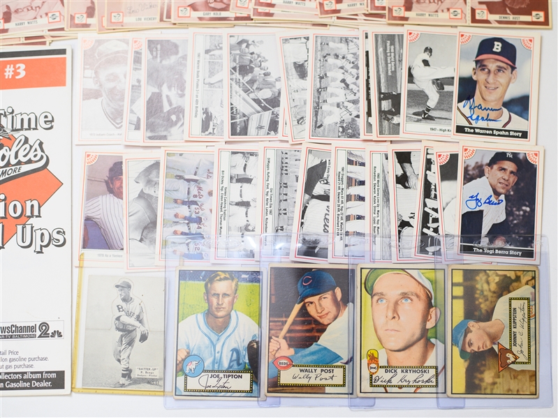 Vintage Baseball Card Lot with Warren Spahn & Yogi Berra Autographs, Pepsi Cards, (4) 1952 Topps