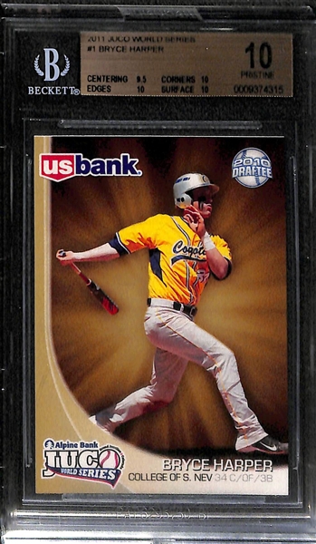 2011 Bryce Harper Graded Rookie Lot of (2) w. Topps Heritage Minors Real One Autographs BGS 9/10