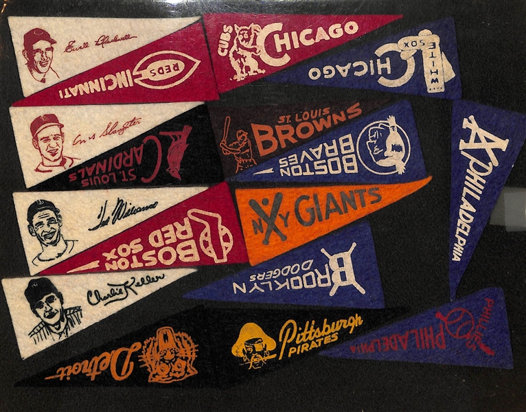 Lot of (30+) 1950s-70s Mini Pennants Featuring Ted Williams 