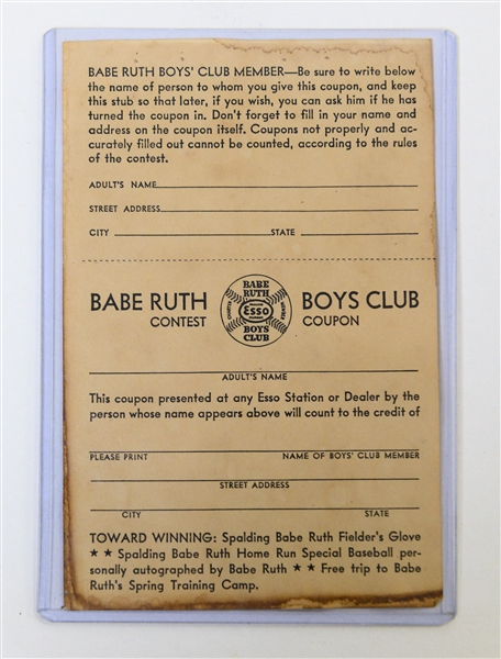Babe Ruth Vintage Memorabilia Lot w. Benrus Watch Case, Baby Ruth Gum, and Babe Ruth Boys Club Coupon