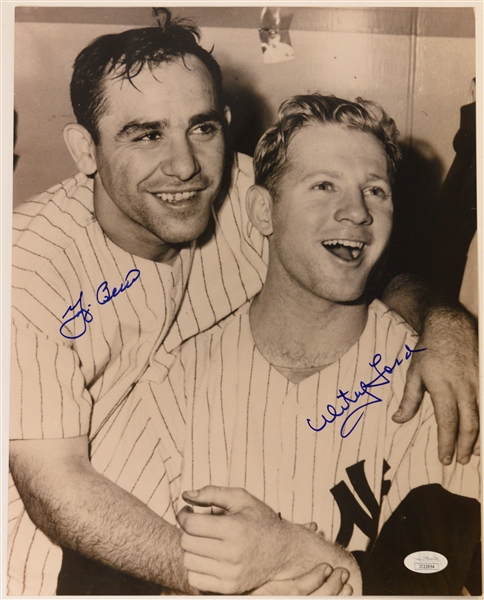 Vintage Baseball Autographed Lot w. Yogi Berra & Whitey Ford Photo and Gabby Hayes Menu (1930s Western Actor) (JSA Auction Letter)