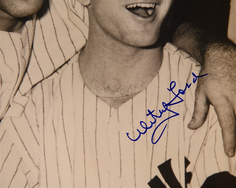 Vintage Baseball Autographed Lot w. Yogi Berra & Whitey Ford Photo and Gabby Hayes Menu (1930s Western Actor) (JSA Auction Letter)