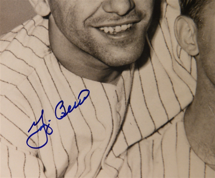 Vintage Baseball Autographed Lot w. Yogi Berra & Whitey Ford Photo and Gabby Hayes Menu (1930s Western Actor) (JSA Auction Letter)