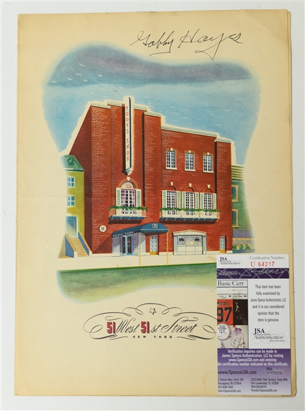 Vintage Baseball Autographed Lot w. Yogi Berra & Whitey Ford Photo and Gabby Hayes Menu (1930s Western Actor) (JSA Auction Letter)