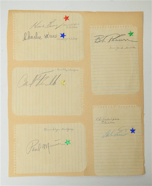 Vintage Baseball Autographed Lot w. Yogi Berra & Whitey Ford Photo and Gabby Hayes Menu (1930s Western Actor) (JSA Auction Letter)