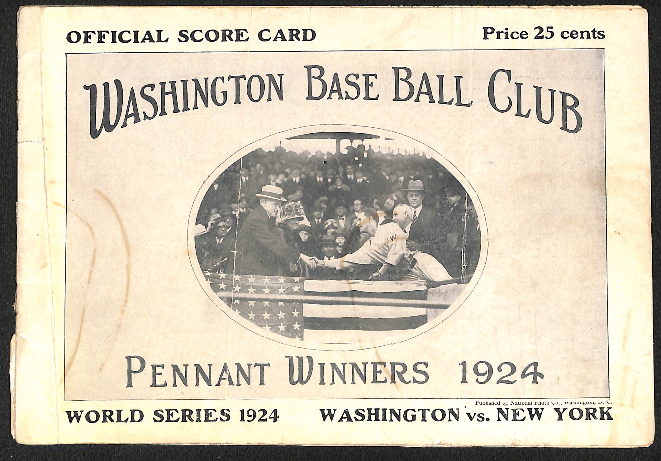 Lot Detail Original 1924 World Series Score Card Washington Version