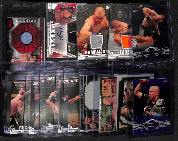 Lot of (34) Assorted 2011-13 Topps UFC Autograph & Relic Cards, 1994 UD SP Alex Rodriguez Rookie Card, 1970 Topps Scratch-Offs, 1950 NY Yankees Program