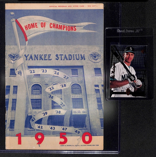 Lot of (34) Assorted 2011-13 Topps UFC Autograph & Relic Cards, 1994 UD SP Alex Rodriguez Rookie Card, 1970 Topps Scratch-Offs, 1950 NY Yankees Program
