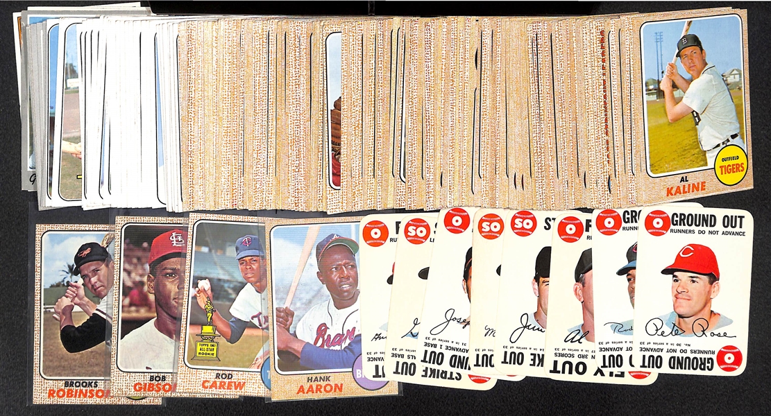  Lot of (150) Assorted 1968 Topps Baseball Cards w. Hank Aaron & (8) 1968 Topps Game Cards 
