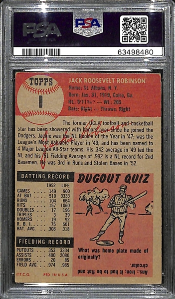 1953 Topps Jackie Robinson #1 Graded PSA 3