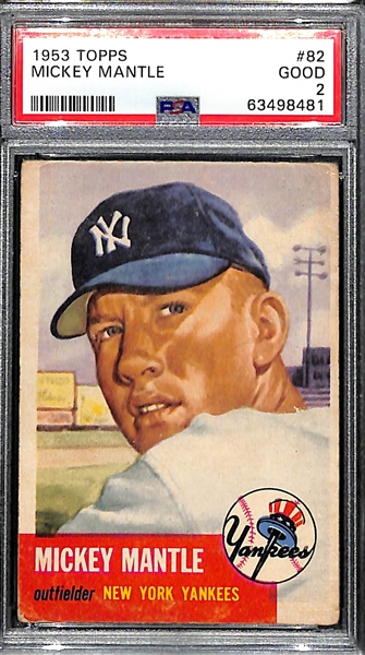 1953 Topps Mickey Mantle #82 Graded PSA 2