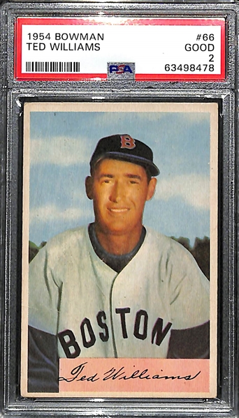 1954 Bowman Ted Williams #66 Graded PSA 2