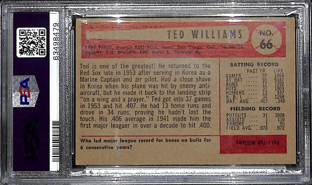 1954 Bowman Ted Williams #66 Graded PSA 5