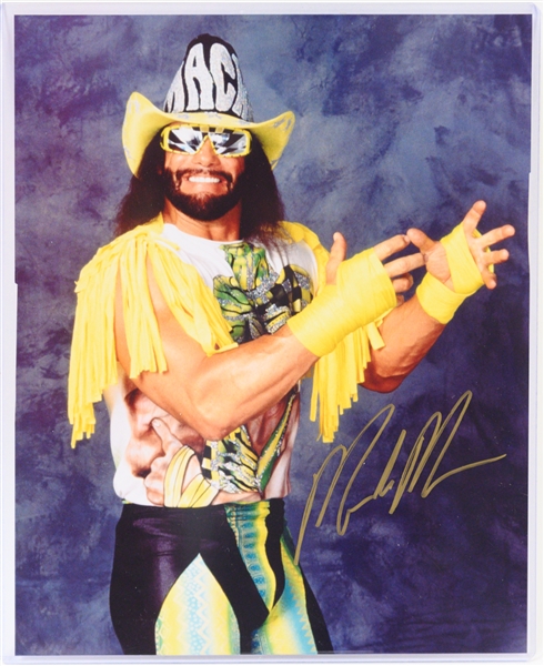  Autograph Lot w. Randy Macho Man Savage, Oscar de la Hoya Framed Cut, Bill Shoemaker Framed Cut, & The Outsiders (Wrestling) Signed Photo - JSA Auction Letter