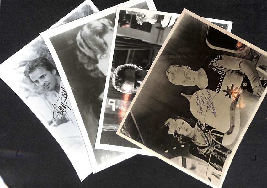 Lot of (4) Actor/Actress Autographs - Christopher Lee (Dracula), Buster Crabbe (Flash Gordon), Don Johnson, Blanche Sweet - JSA Auction Letter