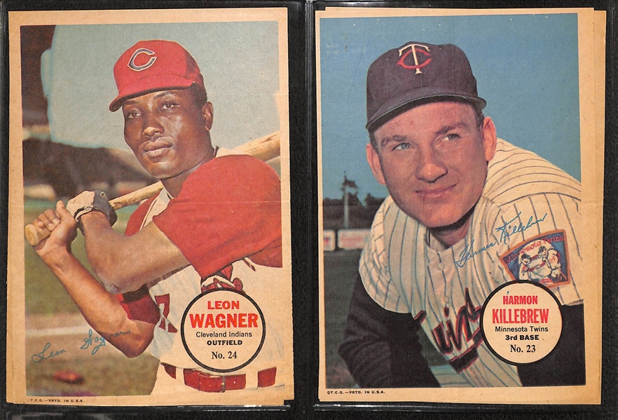 Lot of (2) 1967 Topps Baseball Pin-Up Poster Complete Sets (1-32) Featuring Mantle, Mays, Clemente, Aaron