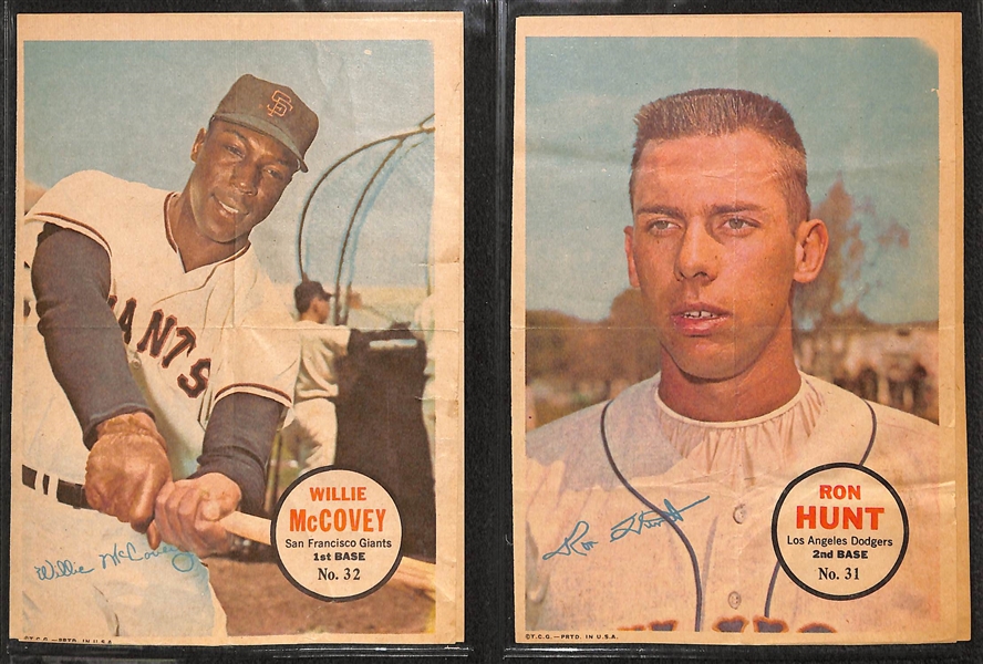Lot of (2) 1967 Topps Baseball Pin-Up Poster Complete Sets (1-32) Featuring Mantle, Mays, Clemente, Aaron