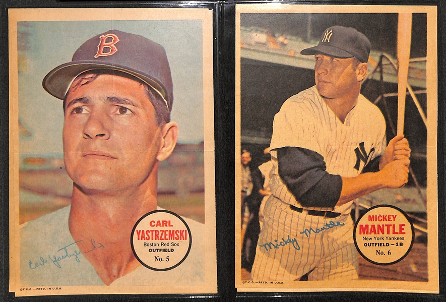 Lot of (2) 1967 Topps Baseball Pin-Up Poster Complete Sets (1-32) Featuring Mantle, Mays, Clemente, Aaron