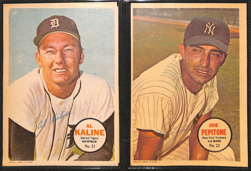 Lot of (2) 1967 Topps Baseball Pin-Up Poster Complete Sets (1-32) Featuring Mantle, Mays, Clemente, Aaron