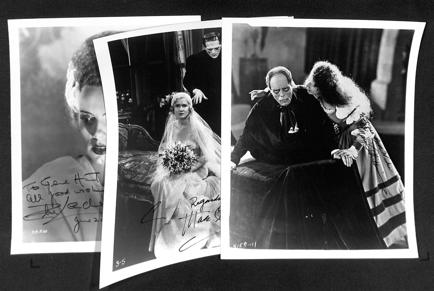(3) Actress Signed 8x10 Photos - Brides of Frankenstein/Dracula - Mae Clarke, Elsa Lanchester, & Mary Philbin - JSA Auction Letter