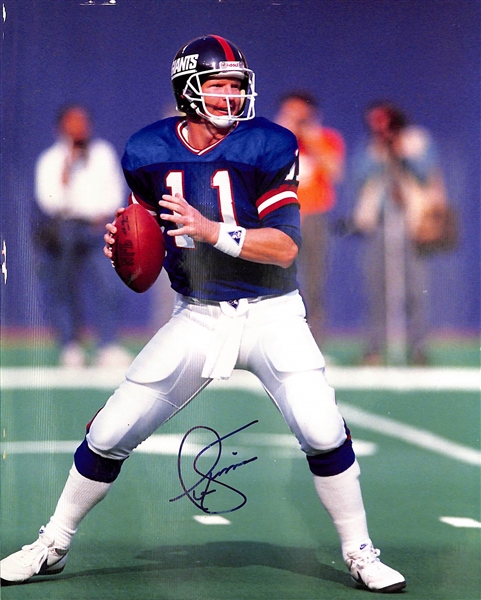 Lot of Signed Football 8x10 Photos - P. Simms, L. Taylor, F. Harris (creased), Cauthen/Jorge Velasquez (horse racing) - JSA Auction Letter 