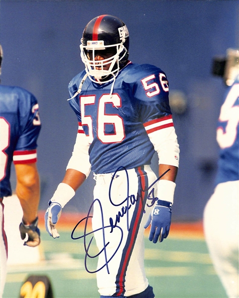 Lot of Signed Football 8x10 Photos - P. Simms, L. Taylor, F. Harris (creased), Cauthen/Jorge Velasquez (horse racing) - JSA Auction Letter 
