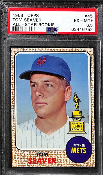 1968 Topps Lot - Willie Mays PSA 7, Tom Seaver PSA 6.5, Mickey Mantle (Undersized)