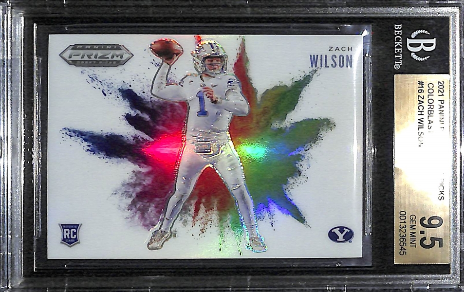 Rare 2021 Panini Prizm Draft Zach Wilson (Jets) Colorblast Rookie Card Graded BGS 9.5 (1 Colorblast per 10 Cases)