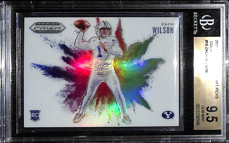 Rare 2021 Panini Prizm Draft Zach Wilson (Jets) Colorblast Rookie Card Graded BGS 9.5 (1 Colorblast per 10 Cases)