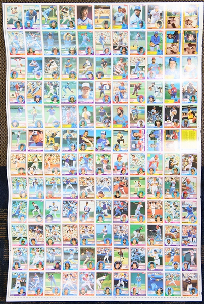 1983 Topps Baseball Card Set on (6) Uncut Sheets - Also Includes (1) 1982 Topps Uncut Sheet