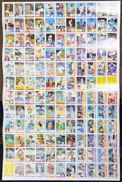 1983 Topps Baseball Card Set on (6) Uncut Sheets - Also Includes (1) 1982 Topps Uncut Sheet