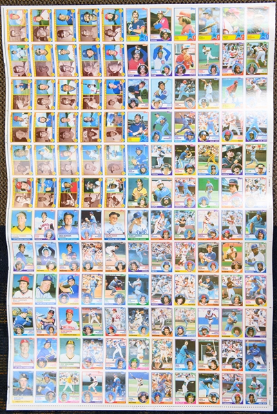 1983 Topps Baseball Card Set on (6) Uncut Sheets - Also Includes (1) 1982 Topps Uncut Sheet